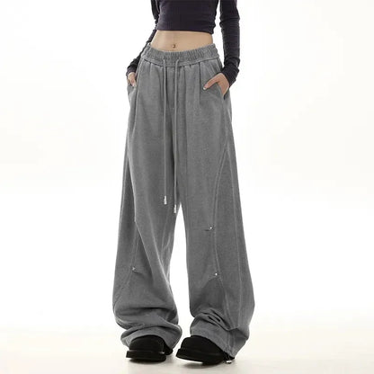 Pantalon de survêtement américain pour femmes, Streetwear, taille haute, Vintage, droit, Hip Hop, Harajuku, ample, à lacets, jambes larges, Baggy