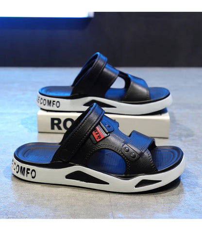 Sandales d'été Eva pour hommes, pantoufles à la mode, légères, douces, plates, antidérapantes, pour l'extérieur, la plage, à bout ouvert