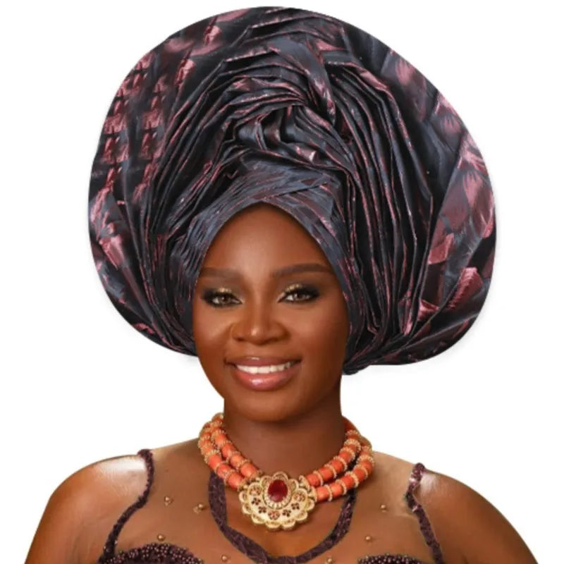 Casquette Turban plissée à paillettes pour femmes, enveloppe de tête pour dame, foulard musulman, chapeau, couvre-chef africain, 2025