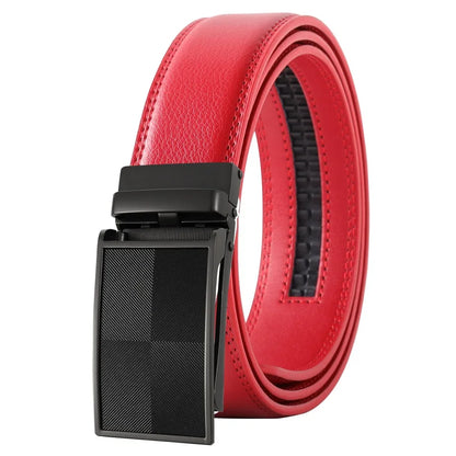 Hommes couleur rouge 3.5 cm largeur bracelet en cuir de vache haute qualité boucle automatique ceintures pour hommes marque de luxe concepteur ceintures homme B995