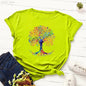 T-shirt imprimé arbre magique d'interconnexion pour femme, gris, vert, jaune, rose, noir, mode fille, été