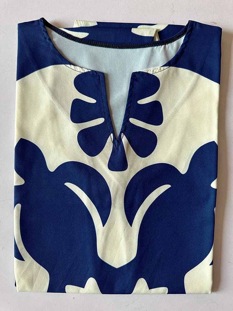 Robe transfrontalière européenne et américaine pour femmes, nouvelle robe, col en v, sans manches, Sexy, imprimée, grand ourlet, longueur moyenne, 2024