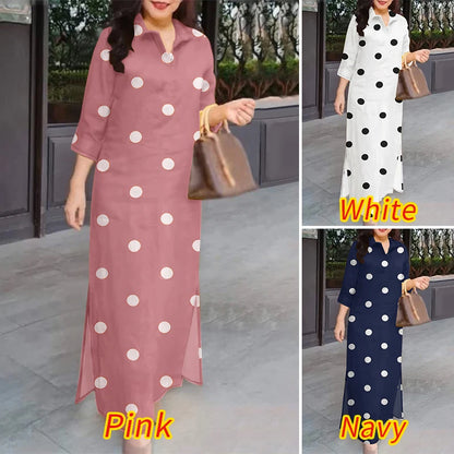 Eleagnt à pois femmes Robe grande taille été Robe d'été 2025 ZANZEA mode revers cou 3/4 manches Baggy travail robes Robe Femme