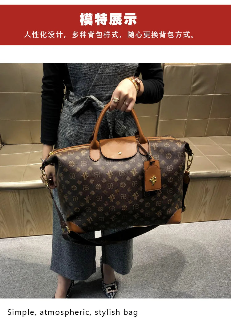 Sacs pour femmes authentiques de grande capacité de Hong Kong, sacs fourre-tout à la mode, en cuir véritable, sacs de voyage à bandoulière populaires.