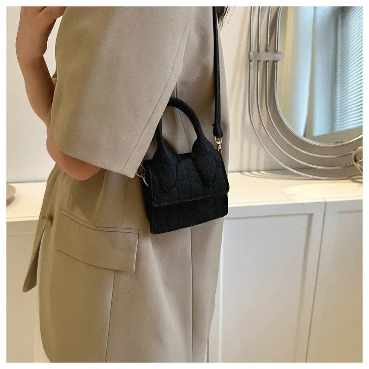 Sac à main en feutre coloré pour femme, mini sacs à main, sac à bandoulière, motif pierre, initié