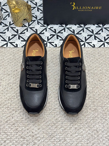 BILLIONAIRE BLSK CPRT chaussures peau de vache 2025 nouvelle broderie mode qualité confort mouvement hommes taille européenne 39-45 chaussures noires