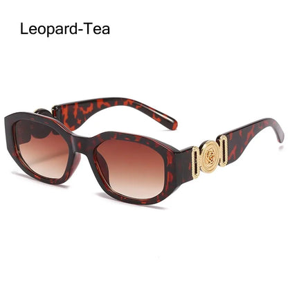 Lunettes de soleil Y2K irrégulières pour femmes et hommes, monture optique, nuances vintage, protection UV, design rose en métal, été