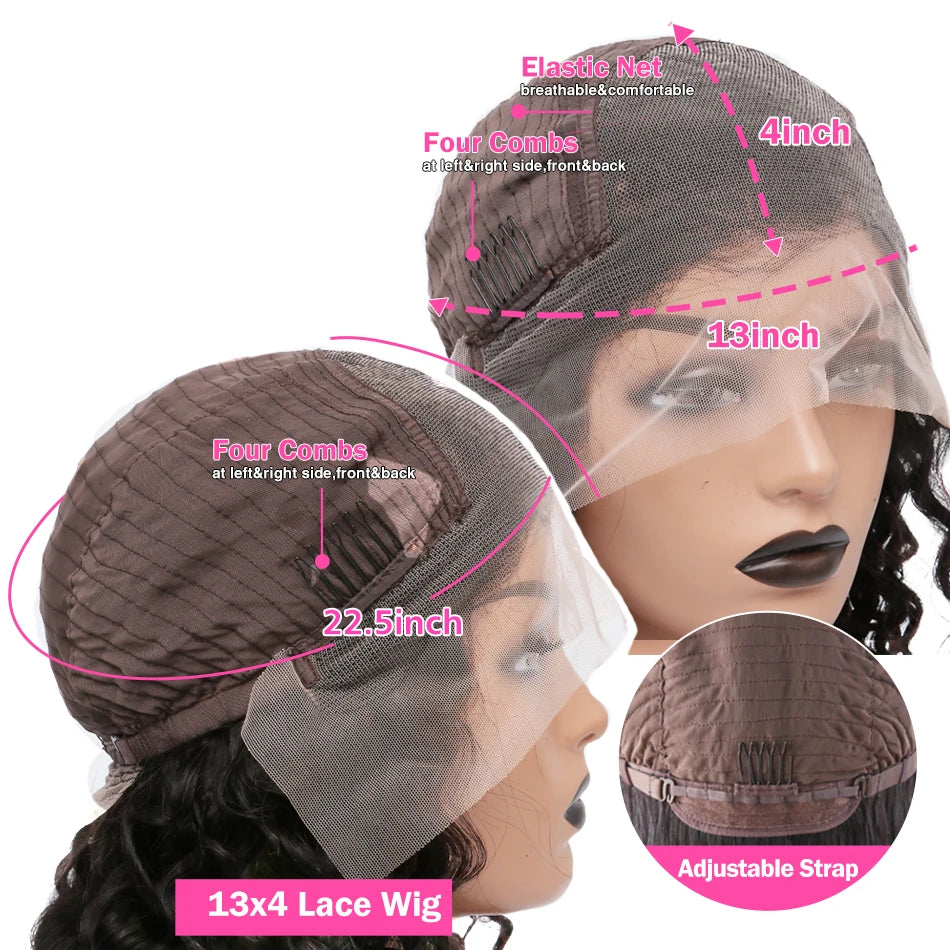 Perruque Bob Lace Front Wig Naturelle Remy, Cheveux Crépus Bouclés, Transparent HD, Sans Colle, Bon Marché, pour Femme