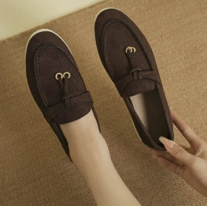 Nouveau Lefu chaussures femmes en cuir souple rétro paresseux homme étape sur semelle épaisse fond plat confortable chaussure unique