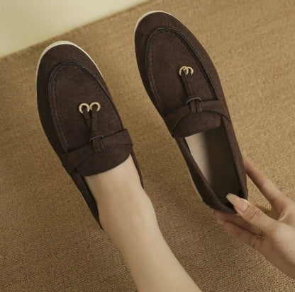 Nouveau Lefu chaussures femmes en cuir souple rétro paresseux homme étape sur semelle épaisse fond plat confortable chaussure unique