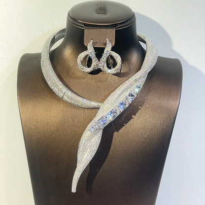 Collier en Zircon pour femmes, design unique, multicolore, ensemble de bijoux de mariée de luxe, cubique, dubaï, adapté aux accessoires à col en v