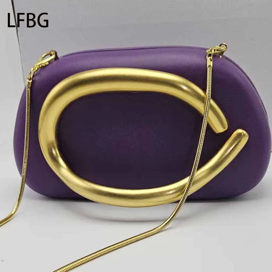2025 printemps nouveau sac à main en métal coulissant violet sac à main magnifique sac à main de haute qualité pour les femmes