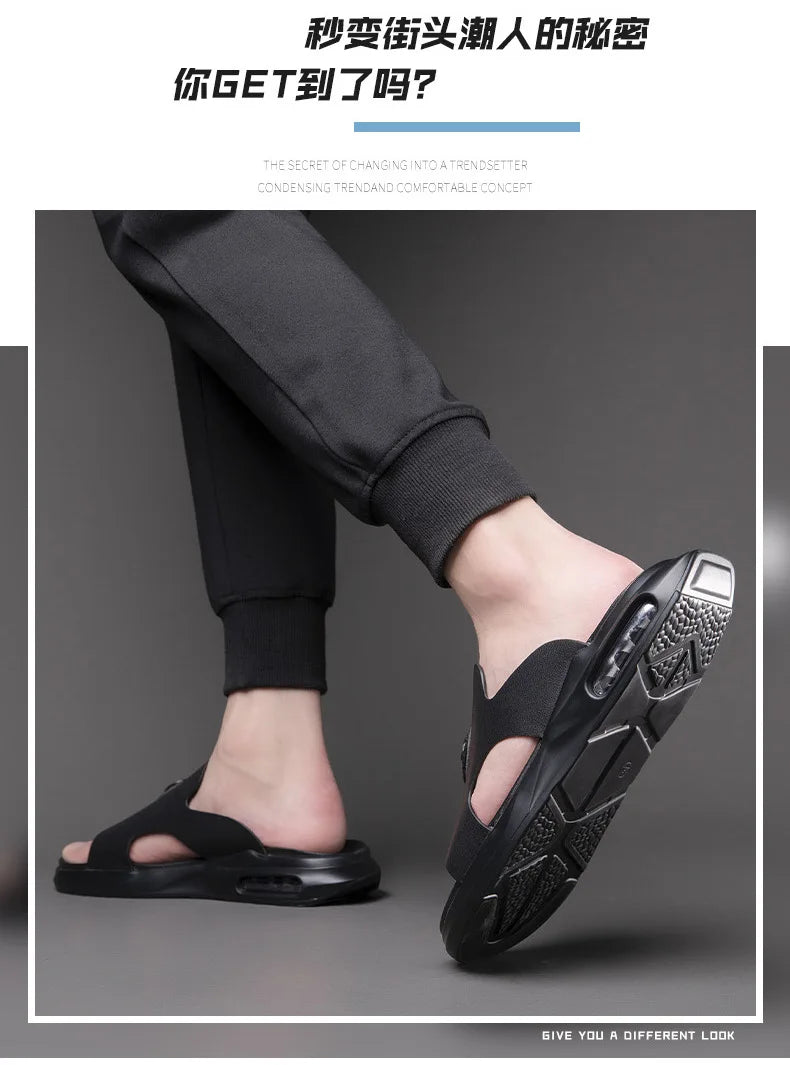 Luxury Men's Genuine Leather Sandals Classic Roman Men Shoes Slippers Soft Comfortable Men Non-slip Walking Slippers Footwea