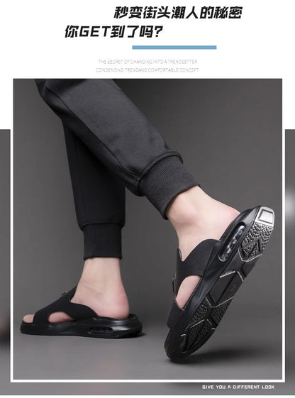 Luxury Men's Genuine Leather Sandals Classic Roman Men Shoes Slippers Soft Comfortable Men Non-slip Walking Slippers Footwea