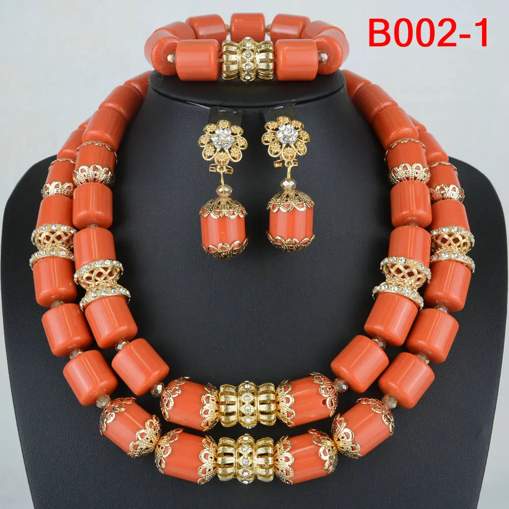 Ensemble de bijoux de mariée en corail artificiel, ensemble de colliers de perles africaines et nigérianes