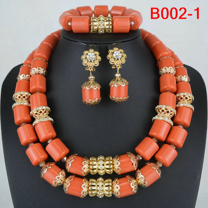 Ensemble de bijoux de mariée en corail artificiel, ensemble de colliers de perles africaines et nigérianes