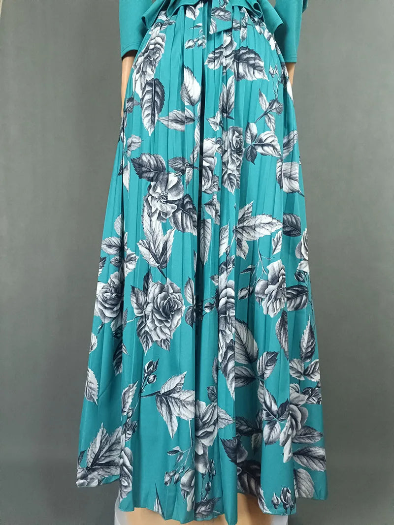 Vêtements africains 2 pièces pour femmes, mode d'été, demi-manches, col en v, haut imprimé en Polyester, jupe longue, ensembles assortis, 2025