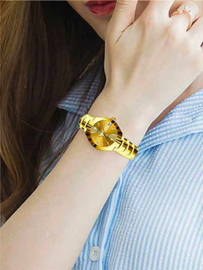 ORUSS-Montre de couple étanche pour hommes et femmes, quartz, acier inoxydable, date, semaine, horloge, cadeau pour amoureux, mode décontractée