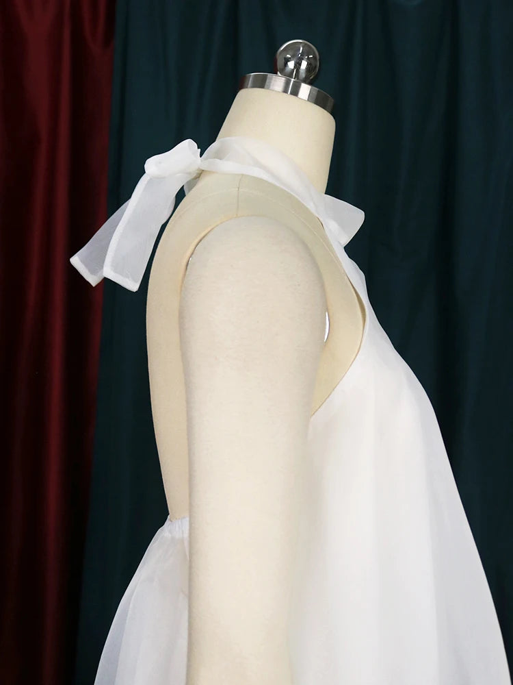 Ensemble 2 pièces en mousseline de soie pour femme, blouse longue, dos nu, pantalon blanc, jambes larges, fête, vacances, plage, été