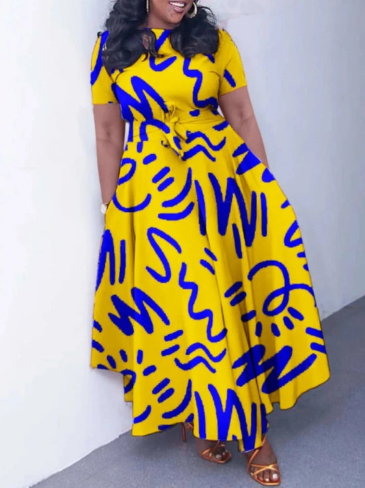 2025 Dashiki mode ceinturé Maxi longue Robe de soirée Vintage imprimé Robe d'été décontracté robes Robe africaine Robe d'été femmes Robe