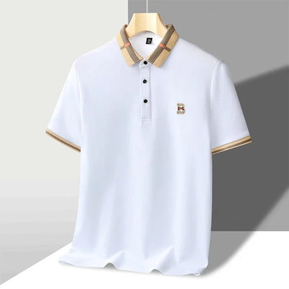 Marque de luxe logo polo à manches courtes hommes été nouveau haut de gamme en soie coton respirant Paul T-shirt mode décontracté vêtements pour hommes