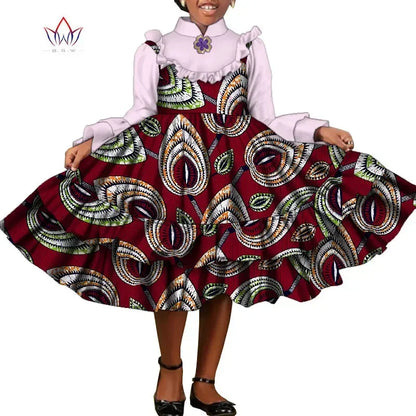 Bintarealwax-Vêtements traditionnels africains pour enfants, robes à volants pour filles, nouvelle mode, Dashiki mignon, WYT575