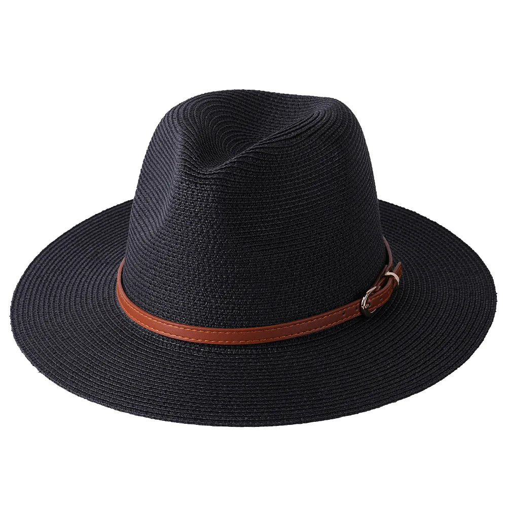 56-58-59-60CM nouveau chapeau de paille de forme souple Panama naturel été femmes/hommes casquette de soleil de plage à large bord Protection UV chapeau Fedora