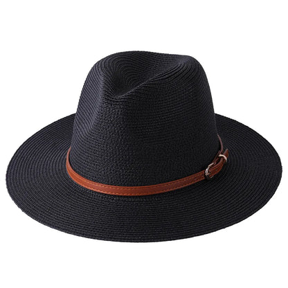 56-58-59-60CM nouveau chapeau de paille de forme souple Panama naturel été femmes/hommes casquette de soleil de plage à large bord Protection UV chapeau Fedora