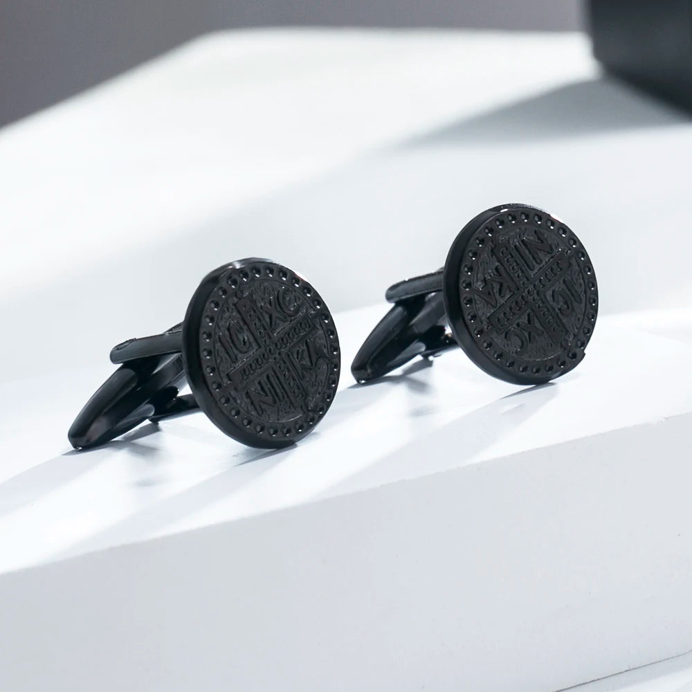 Lèvent de manchette ronds en acier inoxydable pour chemises pour hommes, bijoux de foi de Jésus, souvenir de mariage, rétro, plus riche ula, ConTim or