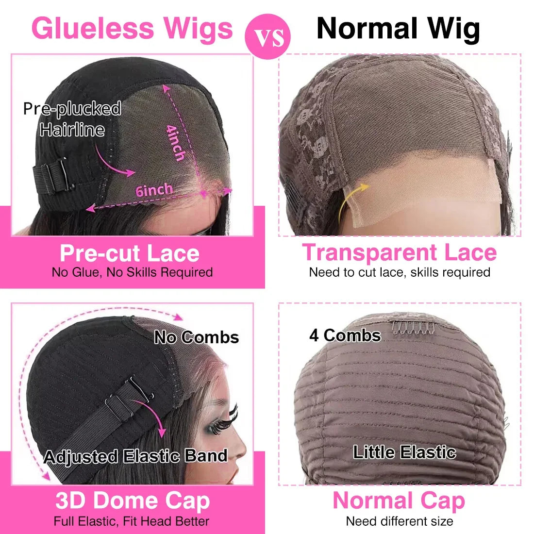 Perruque Lace Closure Wig sans colle bouclée, cheveux naturels, Deep Wave, HD, 13x6, pre-à-porter, densité 200