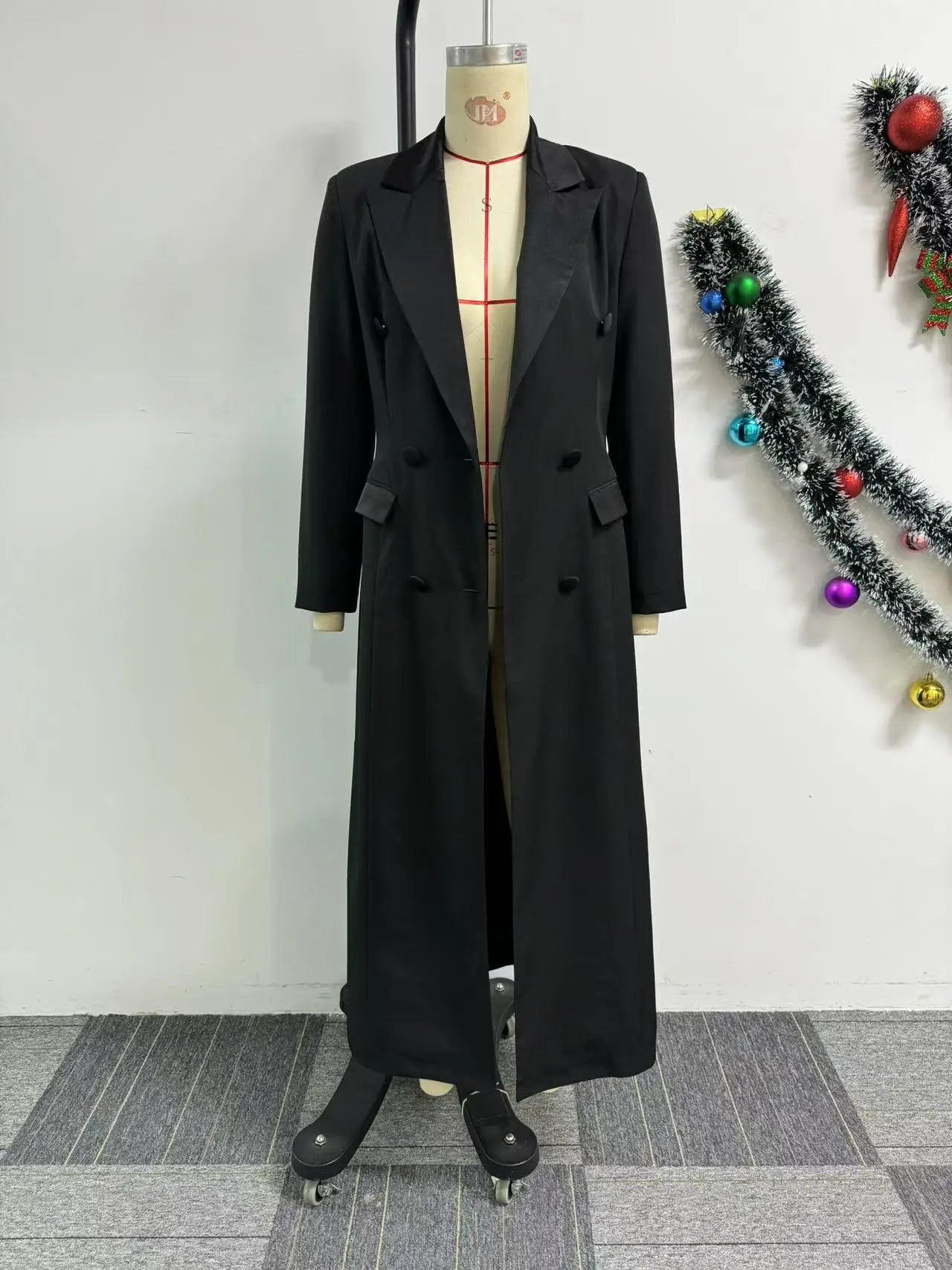 CM.YAYA-Robe longue crantée à manches longues pour femmes, robe de soirée élégante, robe de rue, double boutonnage, sexy, mode, avocat, travail, nuit, printemps