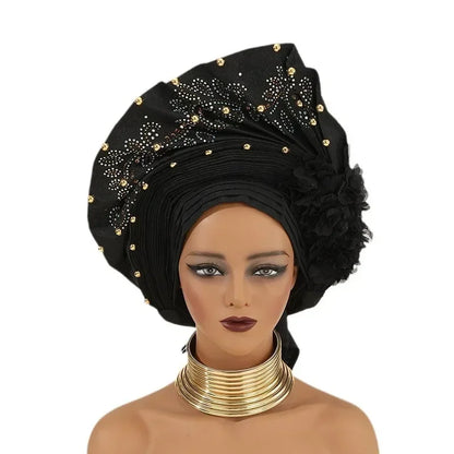 Turban africain nigérian, Bonnet Hijab Auto Gele, couvre-chef déjà fabriqué Sego Gele, bandeau pour fête de mariage