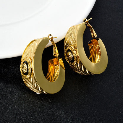 ZEADear – boucles d'oreilles ajourées couleur or 18 carats, en émail noir, gouttes d'huile, boucles d'oreilles, cadeaux de mariage du Nigeria et de l'afrique