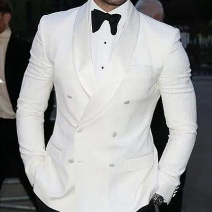 Blazer de mariage à double boutonnage pour hommes, veste blanche coupe couvertes, manteau de Rhde marié, mode masculine, 1 pièce