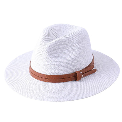 56-58-59-60CM nouveau chapeau de paille de forme souple Panama naturel été femmes/hommes casquette de soleil de plage à large bord Protection UV chapeau Fedora