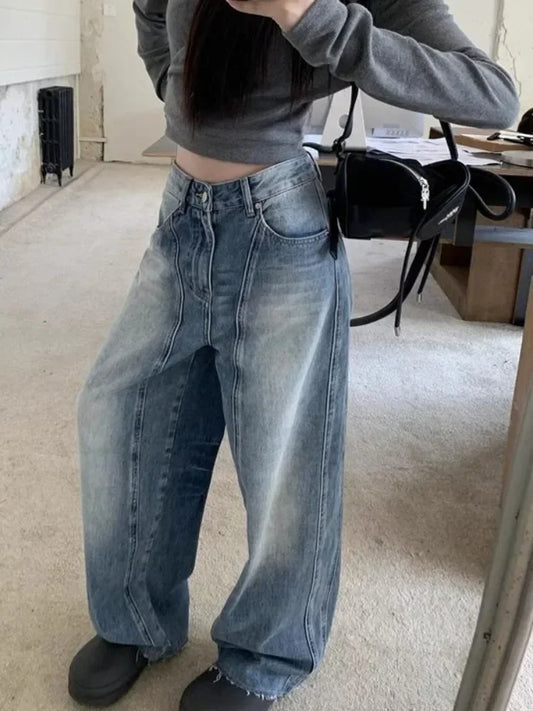 Jeans baggy vintage pour femmes, salle de bain MERCEDES U Y2k, mode coréenne, pantalons en denim Harajuku, streetwear décontracté, pouvez-vous aru, fjAmerican Retro, années 2000