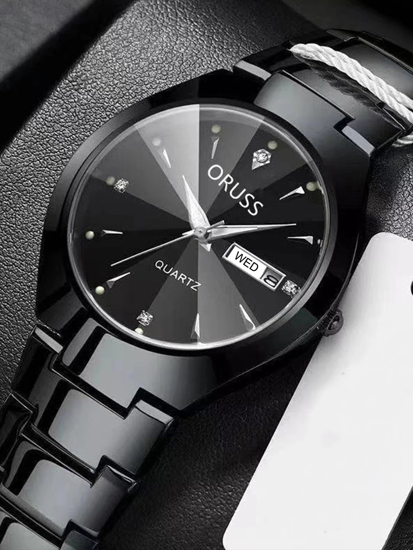 ORUSS-Montre de couple étanche pour hommes et femmes, quartz, acier inoxydable, date, semaine, horloge, cadeau pour amoureux, mode décontractée