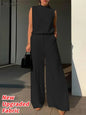 Élégant Chic femmes 2 pièces ensembles ZANZEA femme 2025 mode 2 pièces tenues costumes sans manches Blouses et pantalons à jambes larges ensembles