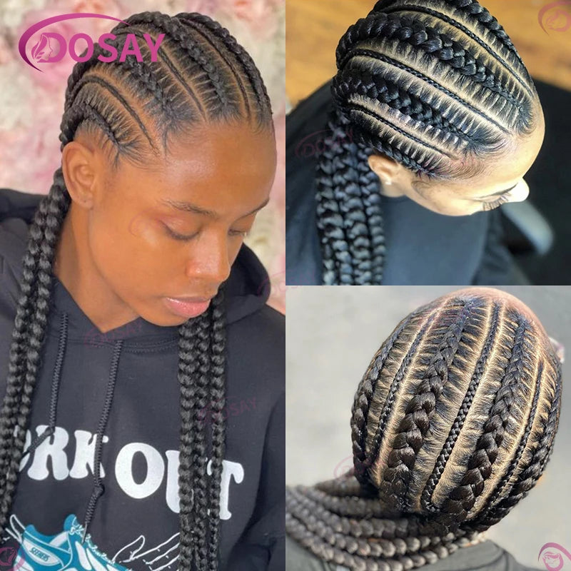 Perruques tressées sans colle synthétique pleine dentelle avant perruque tresse africaine sans noeud boîte tresses 20 "femmes perruques pour femmes perruques tressées