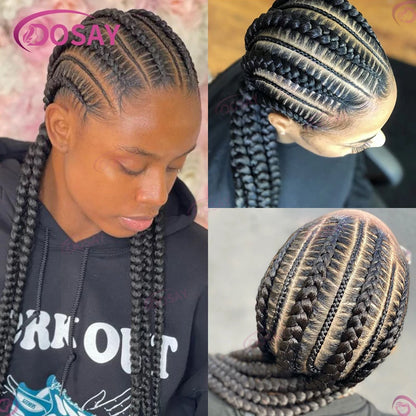 Perruques tressées sans colle synthétique pleine dentelle avant perruque tresse africaine sans noeud boîte tresses 20 "femmes perruques pour femmes perruques tressées