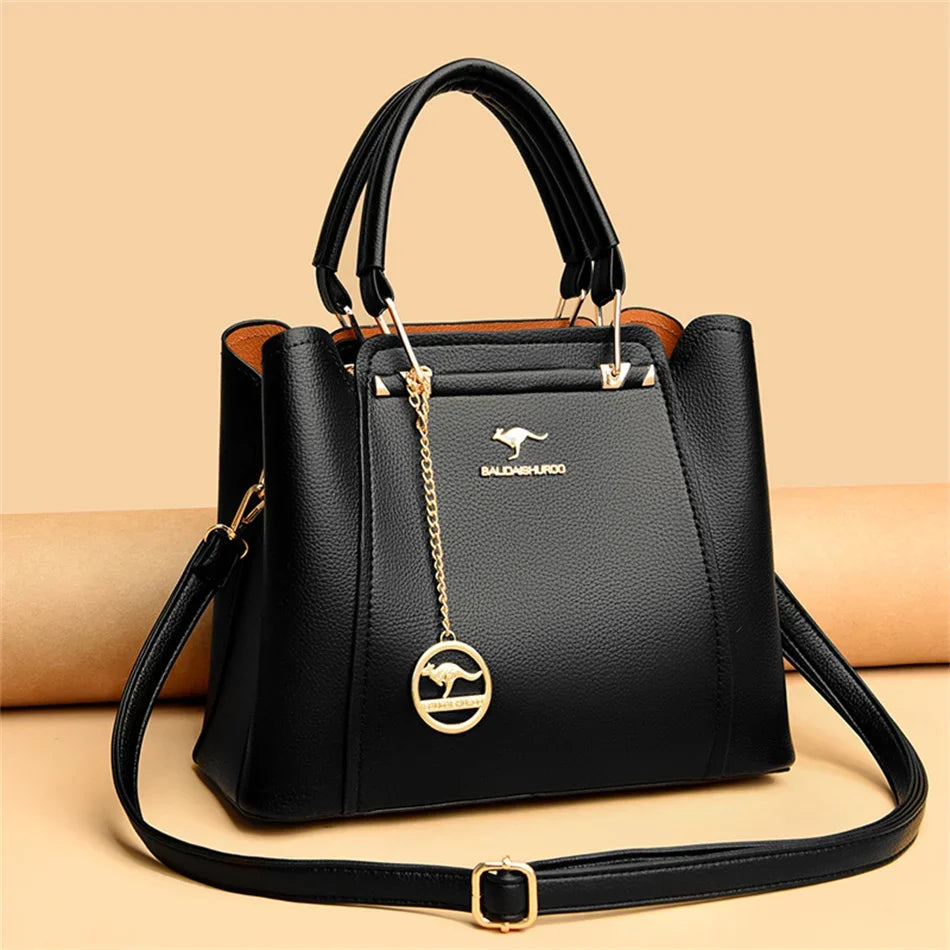 3 couches grande capacité femmes sac fourre-tout en cuir souple sacs à main de luxe femmes sacs concepteur couleur unie sac à bandoulière sacs à main 2025