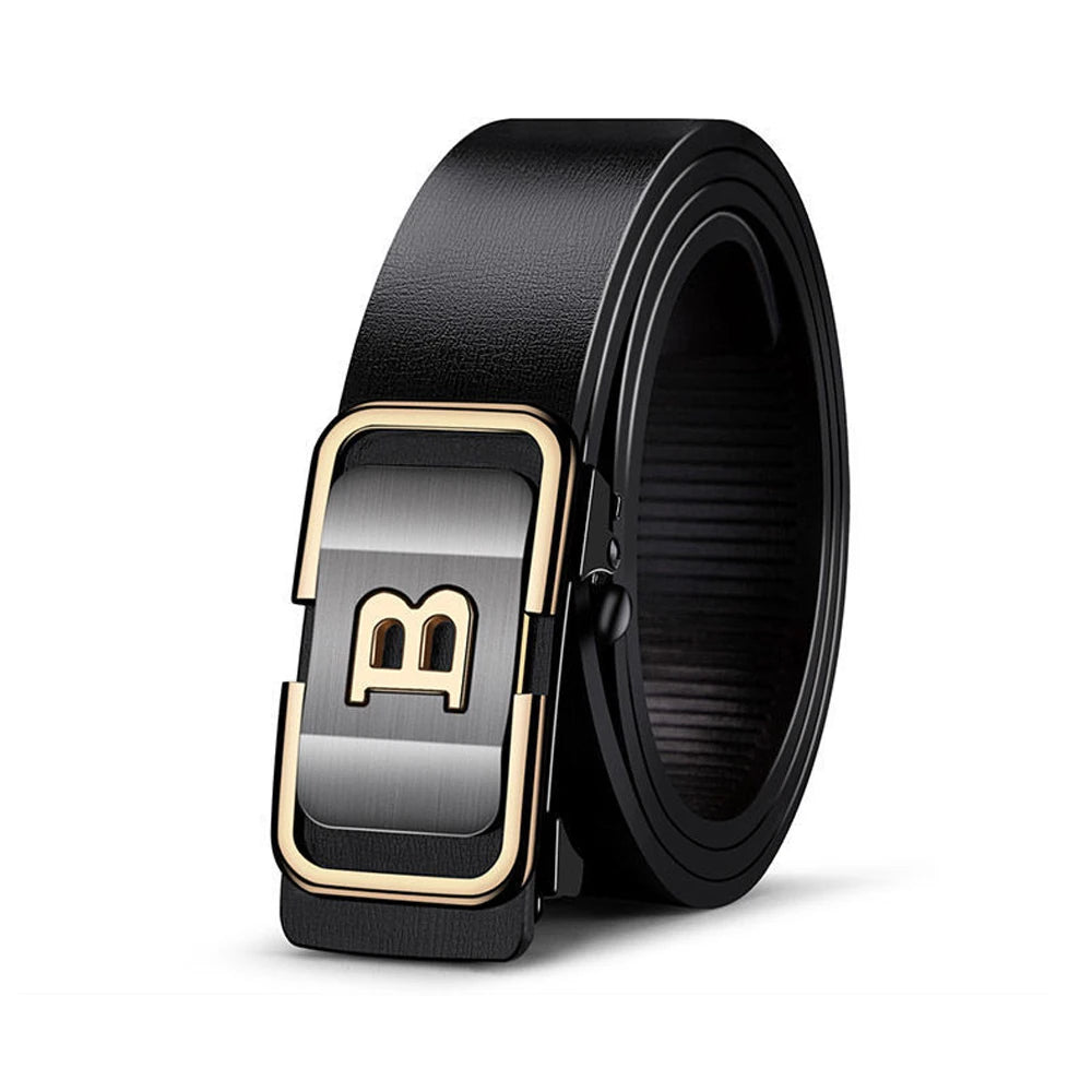 Ceinture à boucle automatique sans dents pour hommes, nouvelle mode avec bouton lettre, mode Business, haute qualité, sélection de cadeaux de Festival