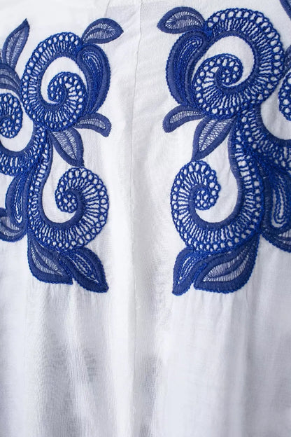 TRAFZA – ensemble 2 pièces pour femmes, chemise ample à simple boutonnage brodée bleue + jupe de rue plissée ample taille haute Chic