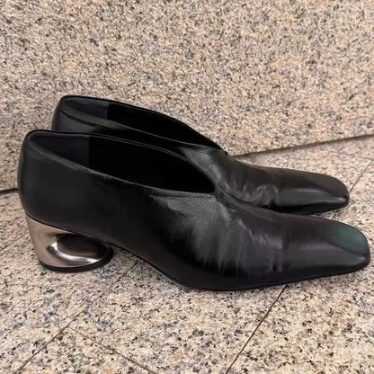 Chaussures à talons spéciaux pour femmes, bout carré, épissure de bouche profonde, antidérapantes, résistantes à l'usure, chaussures simples d'été, nouvelle collection