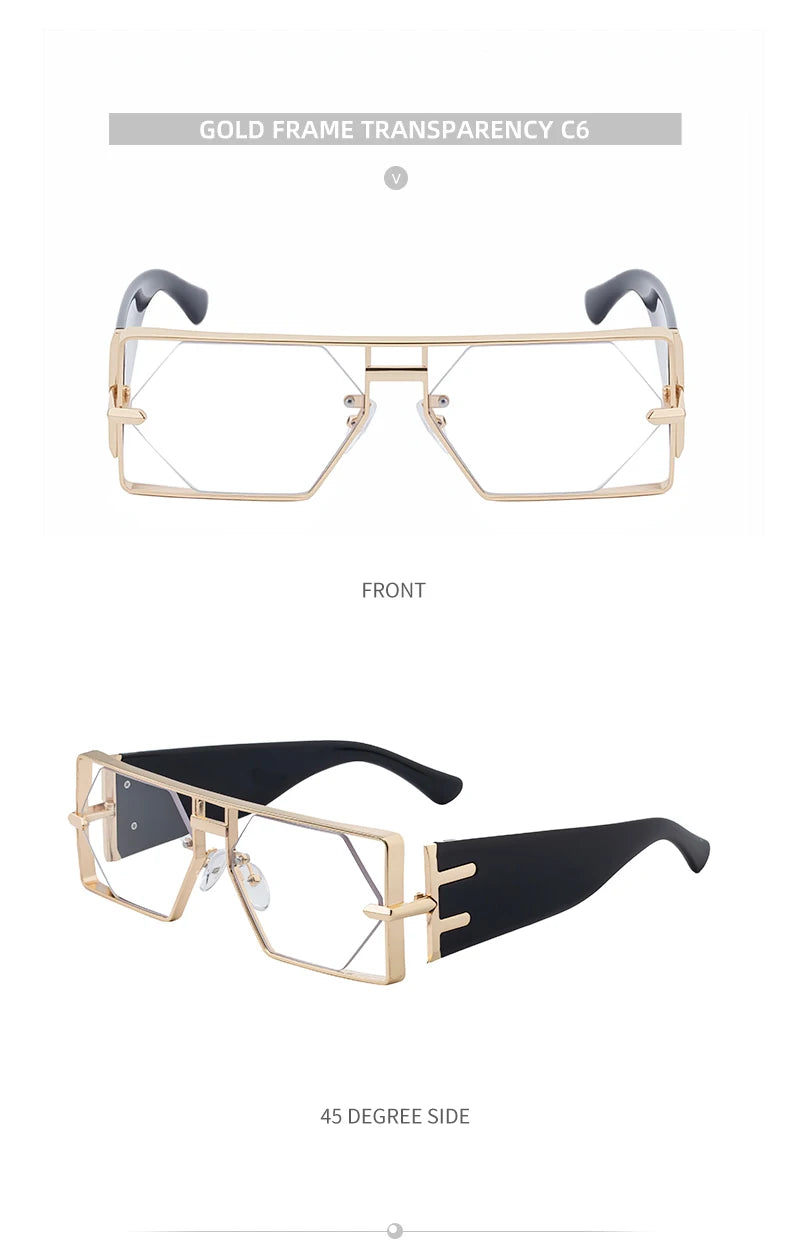 Steampunk Rectangle lunettes de Soleil Femmes Hommes 2025 De Luxe Creux En Métal Cadre Lunettes de Soleil Vintage Punk Hexagone Lunettes UV400 Nuances