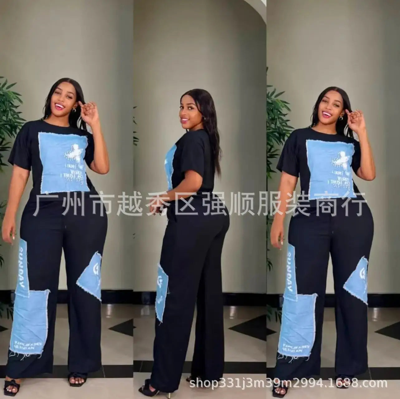 Personnalisé 2025 nouvelles femmes rayure imprimé 2 pièces ensembles survêtement femmes décontracté grande taille bureau montre de sport et pantalon à jambes larges ensemble