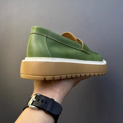 Mocassins en cuir de vachette à plateforme vintage pour hommes, chaussures en cuir véritable, respirant, évider, décontracté, conduite, affaires, été