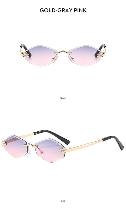 Lunettes de soleil personnalisées en losange sans cadre pour femmes, lunettes de soleil classiques élégantes et polyvalentes, lunettes de soleil de luxe et haut de gamme, UV400