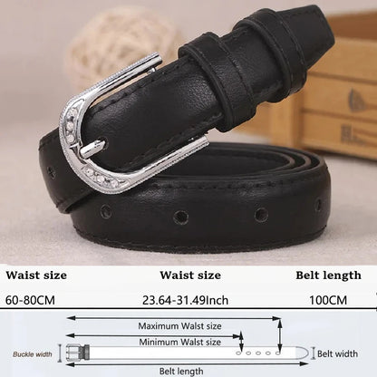 Ceinture de pantalon en cuir PU pour femmes, tendance, blanche, mode, haute qualité, solide, Vintage, boucle ardillon, sangle pour dames, DT067