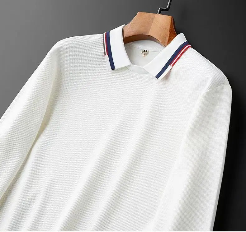 Polo décontracté à manches longues pour hommes, haut d'affaires, haute qualité, printemps, automne, nouveau